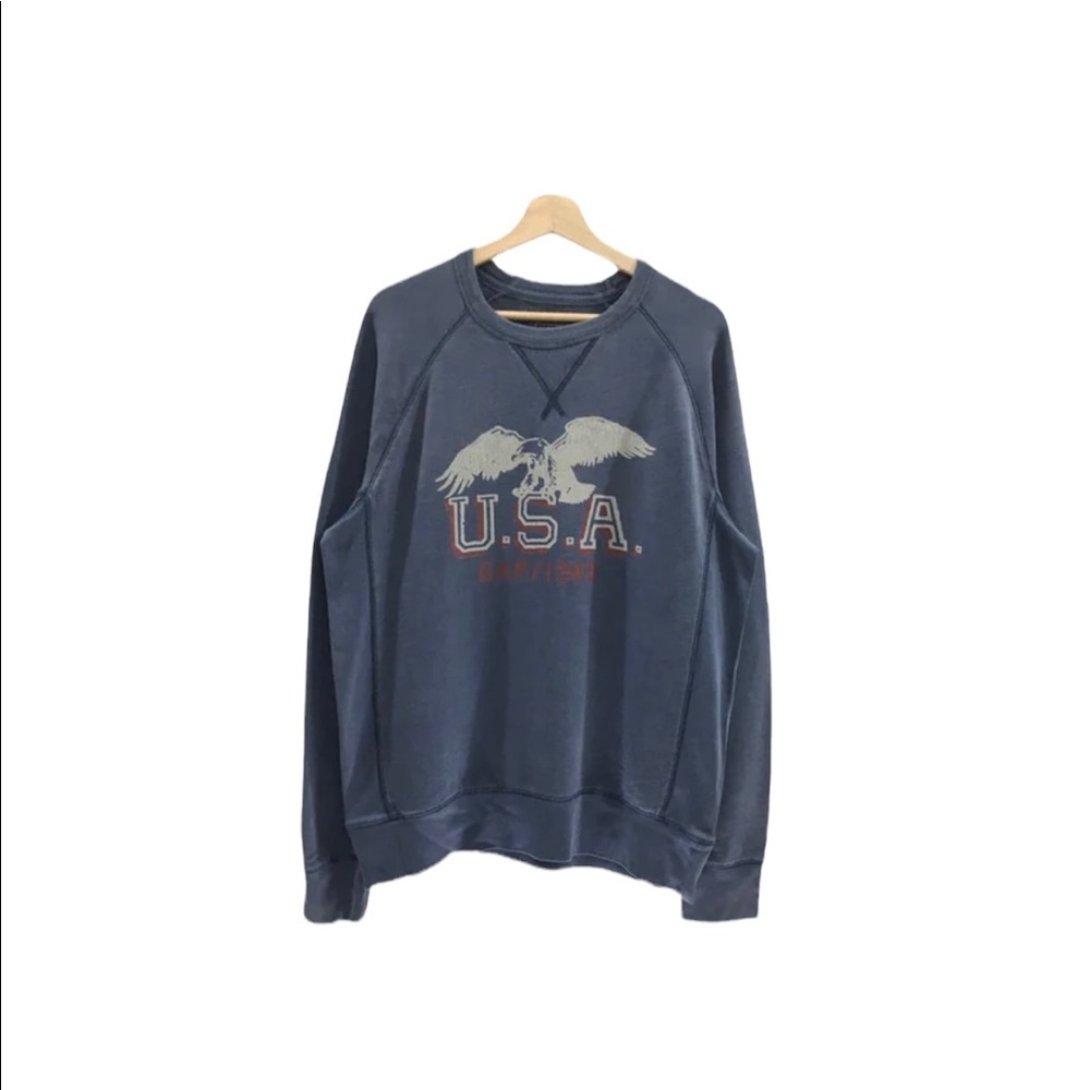 GAP Usa Eagle Big Logo Distressed Crewneck Sweatshirt